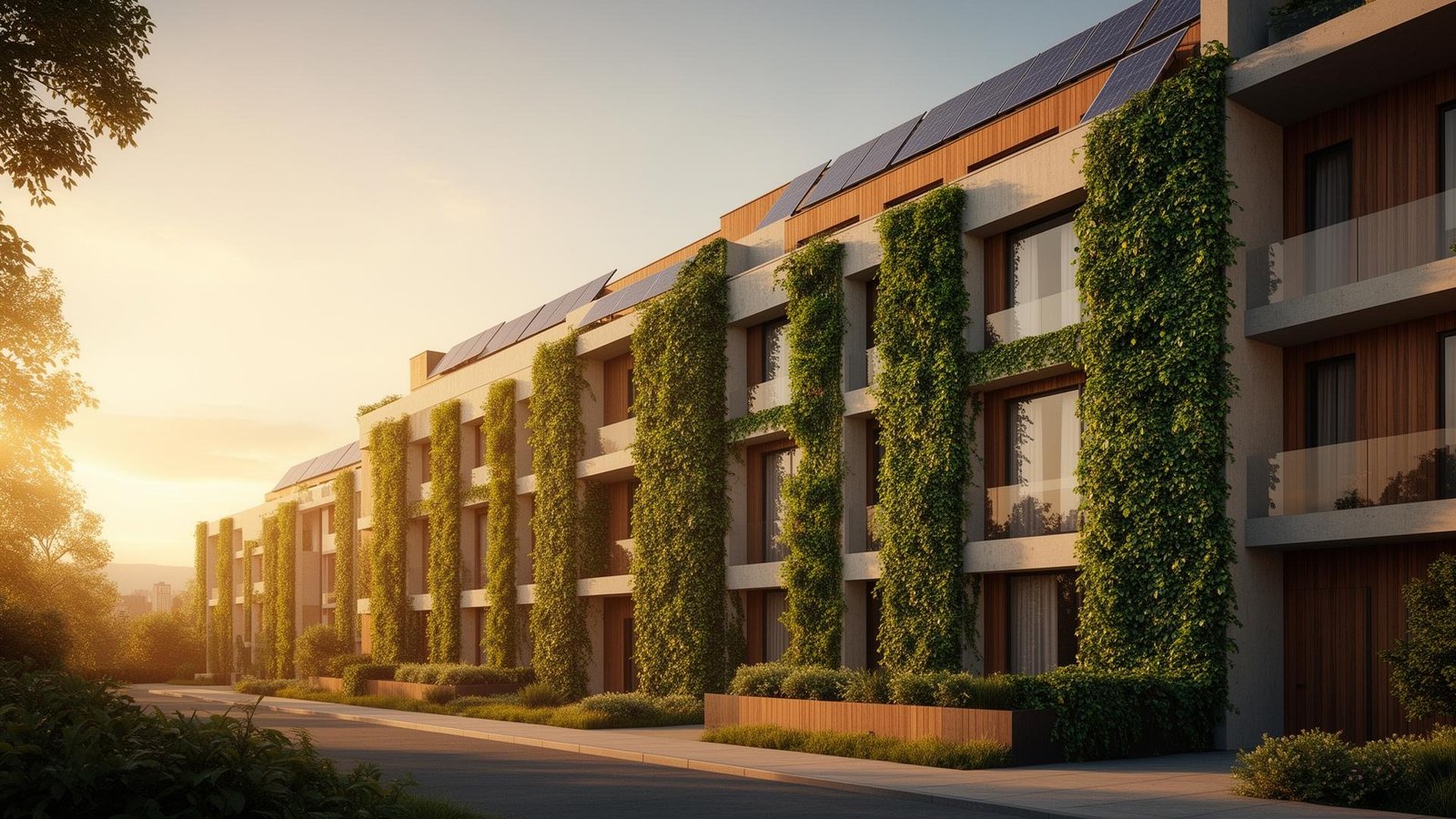 Luxury apartment complex at blue hour